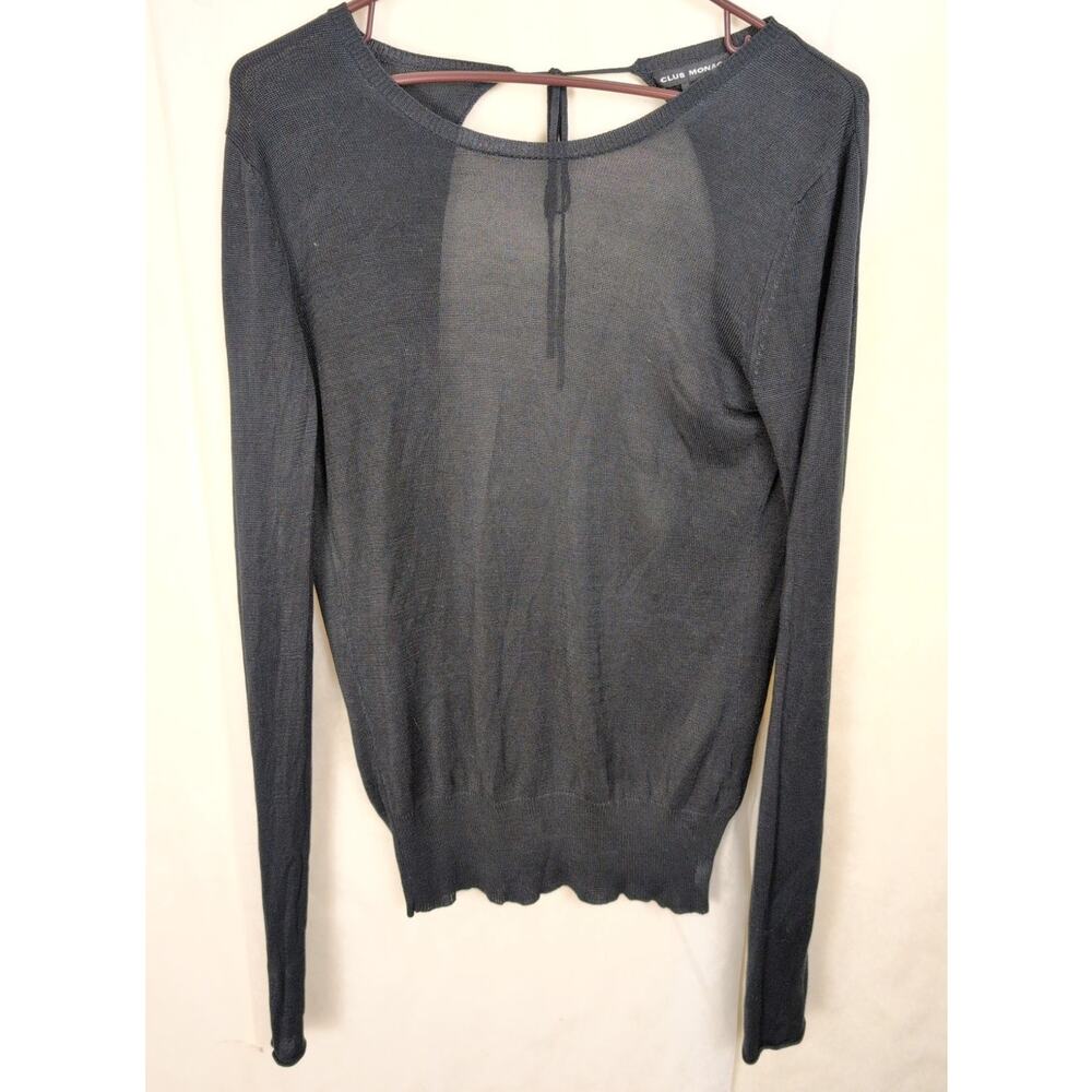 Club Monaco black silk sheer open back knit top Size Sm Whimsigoth Indie Sleaze